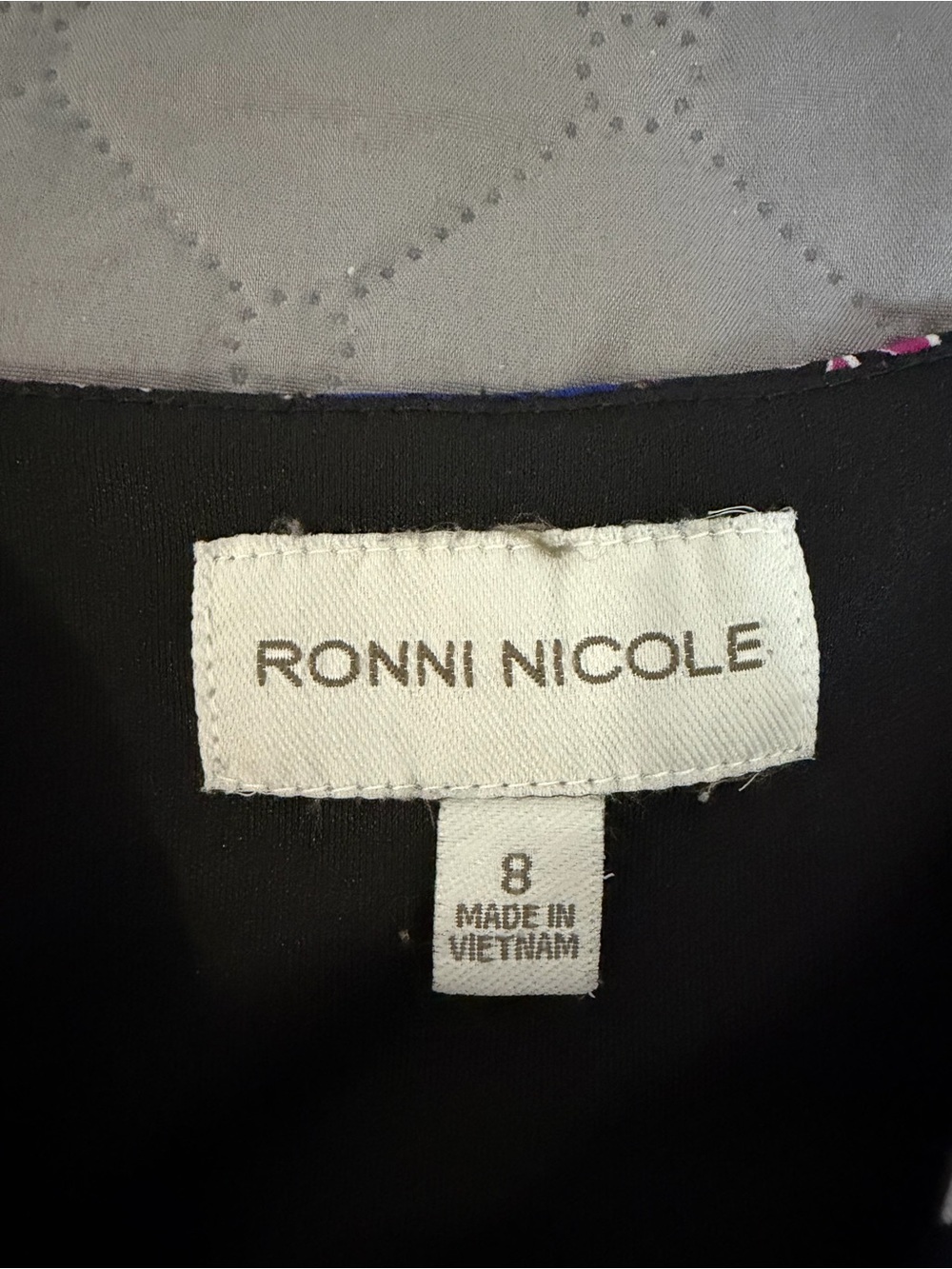 Ronni Nicole Blue Dress with Pink and Black Paisley Motif - Picture 3 of 3